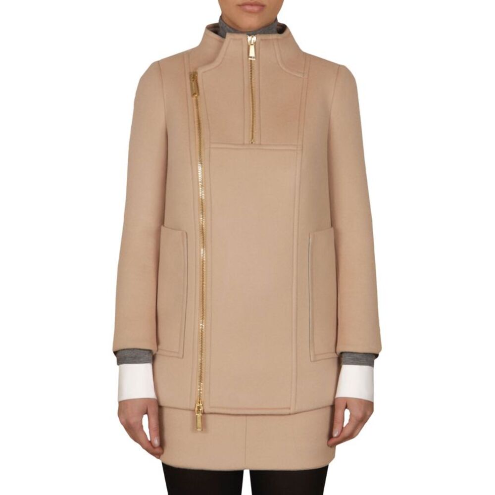Dsquared2 Womens Wool Zip-Up High Neck Liverpool Jacket US 6 Beige IT 42 - NWT - Picture 2 of 5